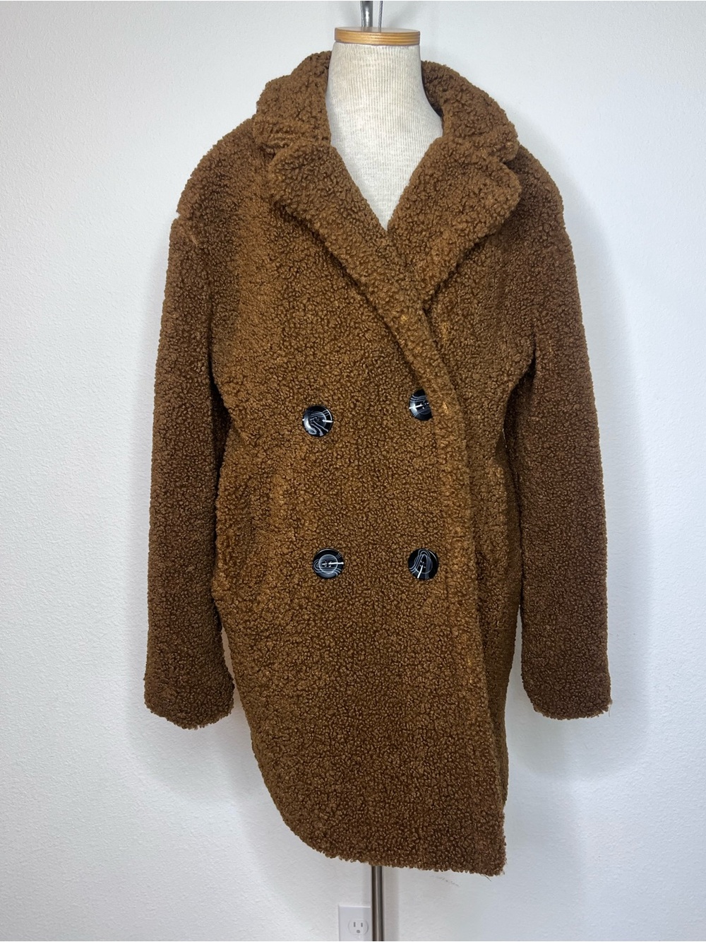 A New Day Cozy Brown Teddy Peacoat